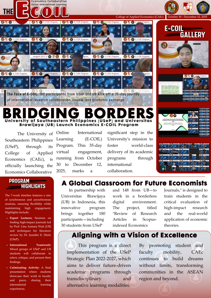 University of Southeastern Philippines (USeP) and Universitas  Brawijaya (UB) Launch Economics E-COIL Program