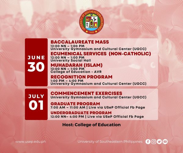 Timeline of Activities for the 43rd Commencement Exercises