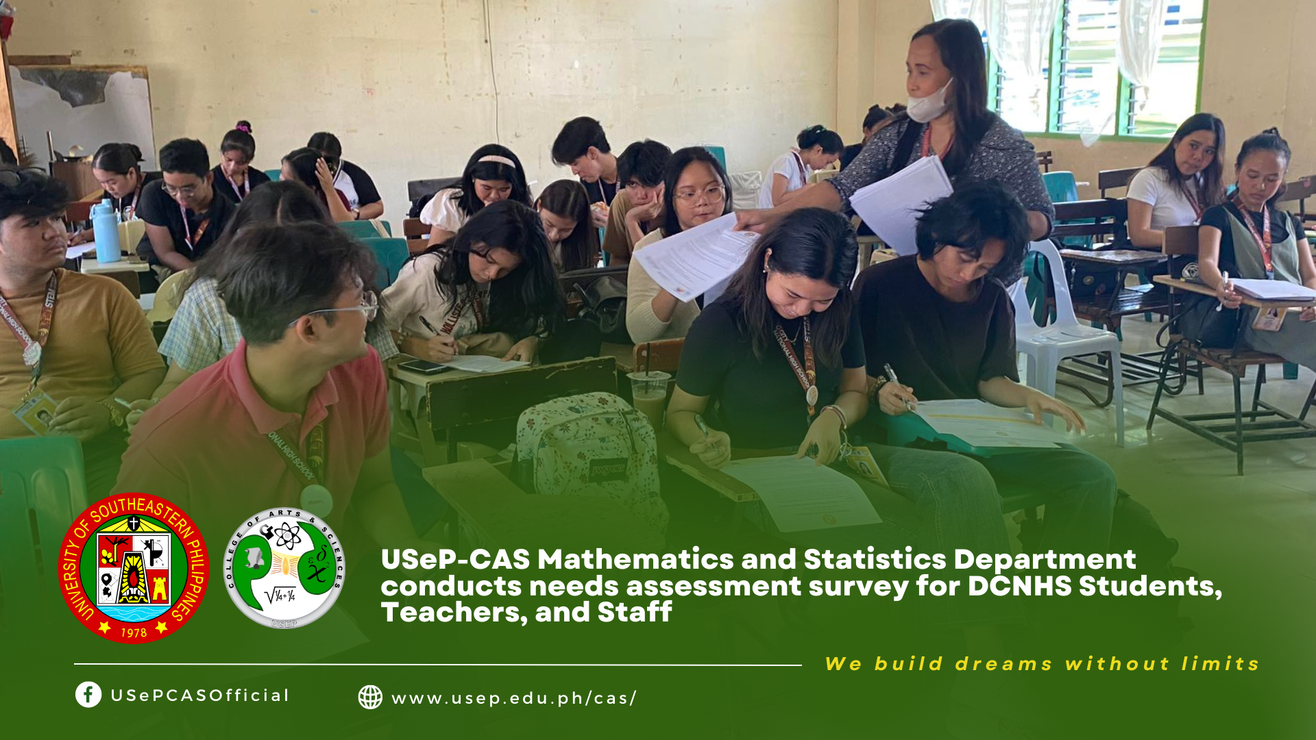 USeP-CAS Mathematics and Statistics Department conducts needs assessment survey for DCNHS Students, Teachers, and Staff