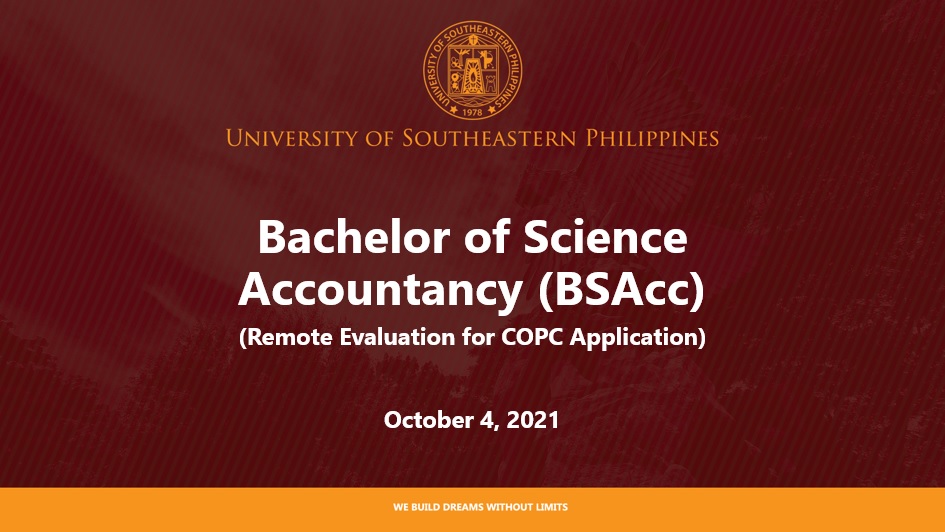 Bachelor of Science in Accountancy Remote Evaluation for COPC Application