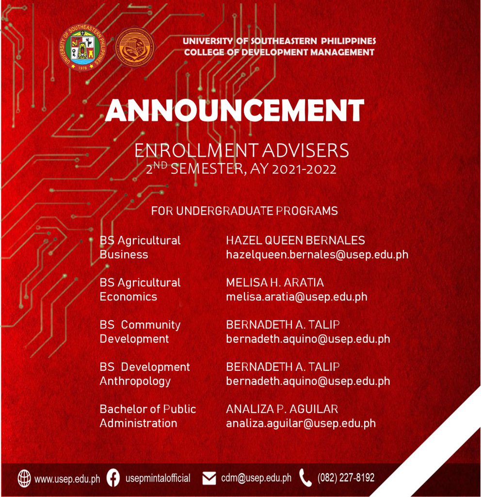 USeP CDM OFFICIAL ENROLLMENT ADVISORY | A.Y. 2021-2022