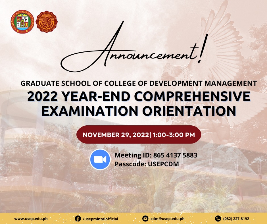 Year-End Comprehensive Examination for CDM Graduate School