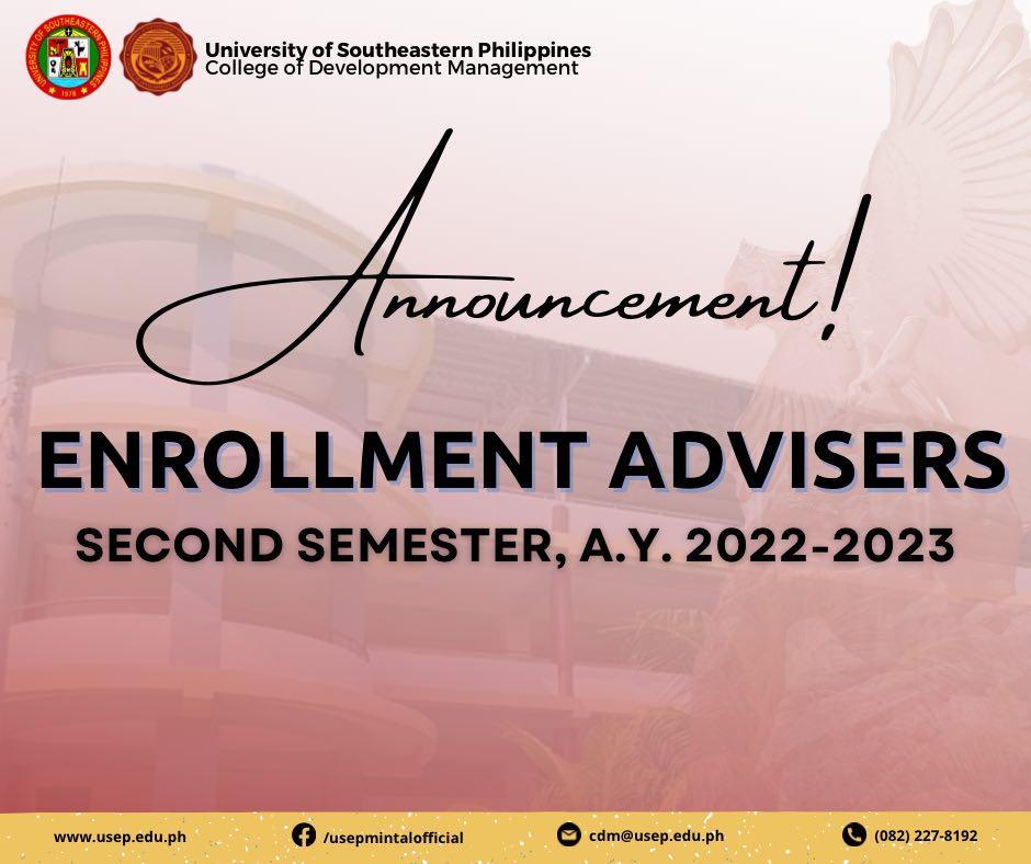 Enrollment Advisers for Second Semester – AY 2022-2023