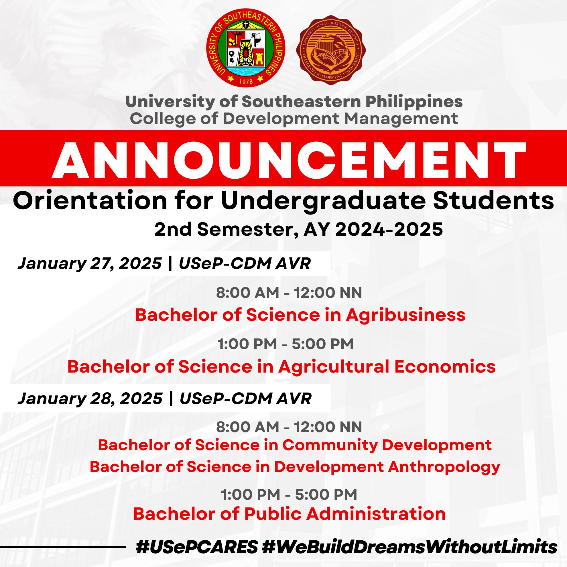 Orientations and Programs for both Undergraduate and Graduate School | AY 2024-2025