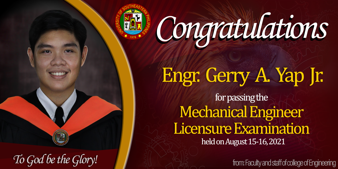 USeP Graduates Mechanical Engineer Licensure Exam