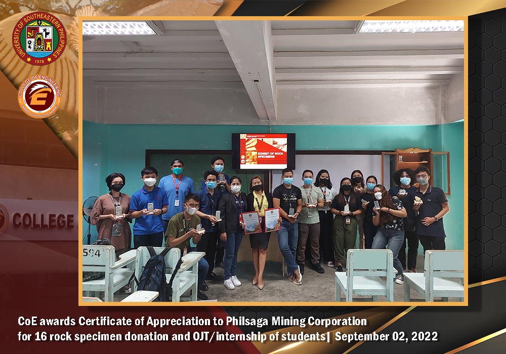 CoE awards Certificate of Appreciation to Philsaga Mining Corporation