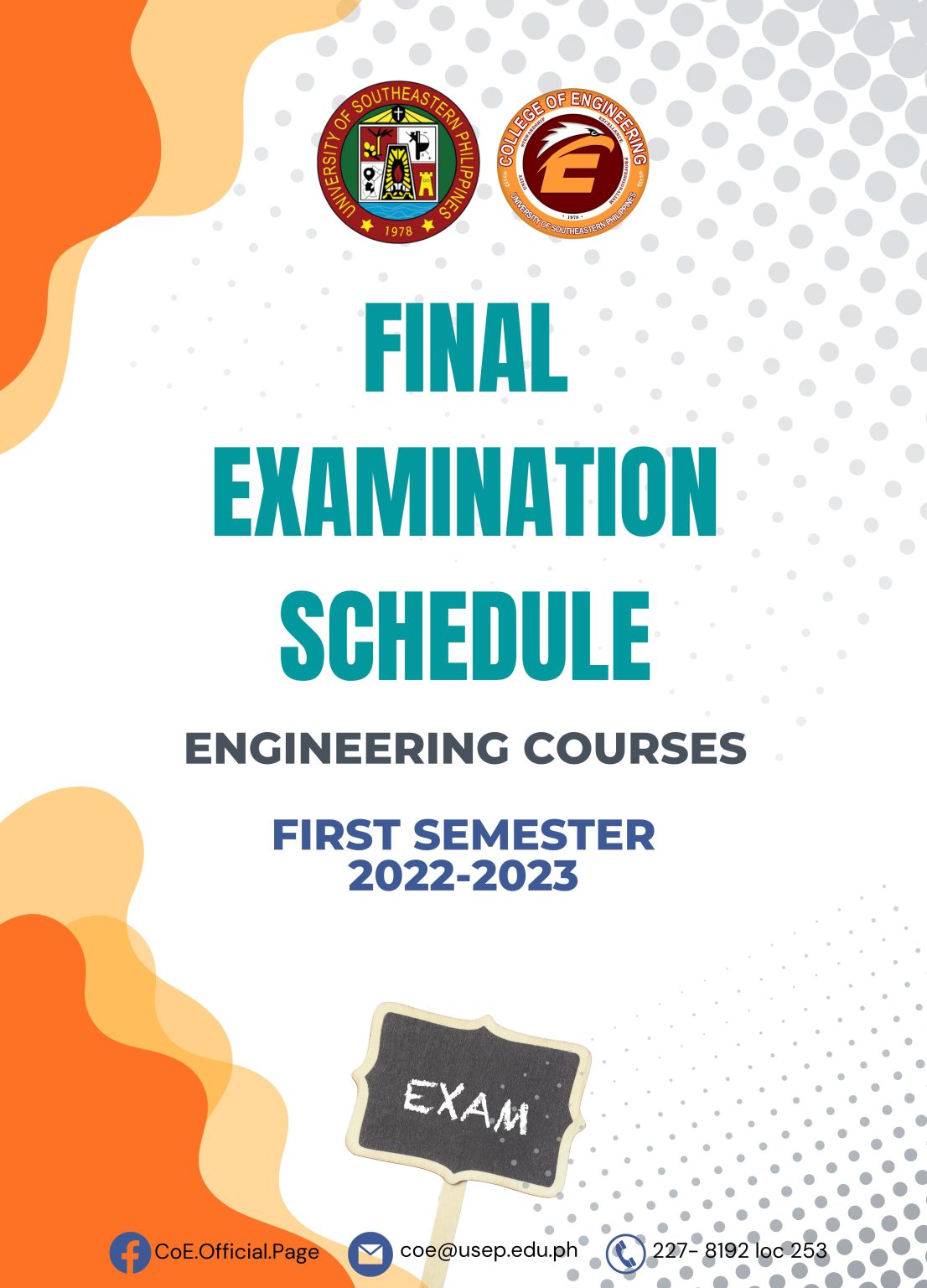 Final Examination Schedule First Semester SY 20222023 College of