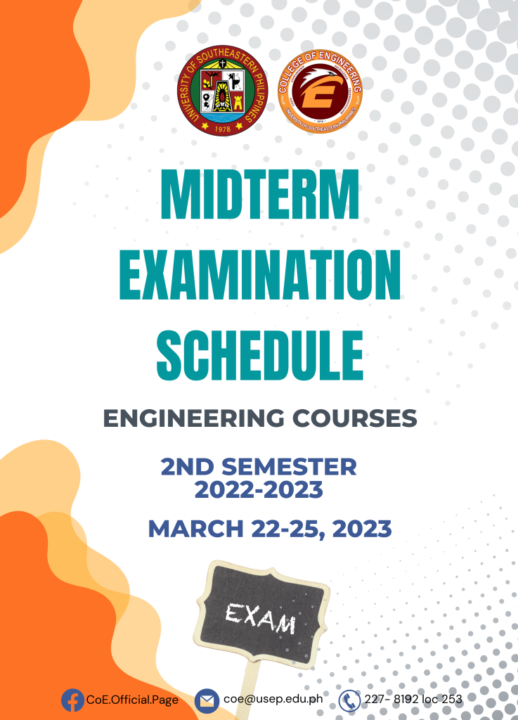Midterm Examination Schedule for 2nd Semester of AY 2022-2023