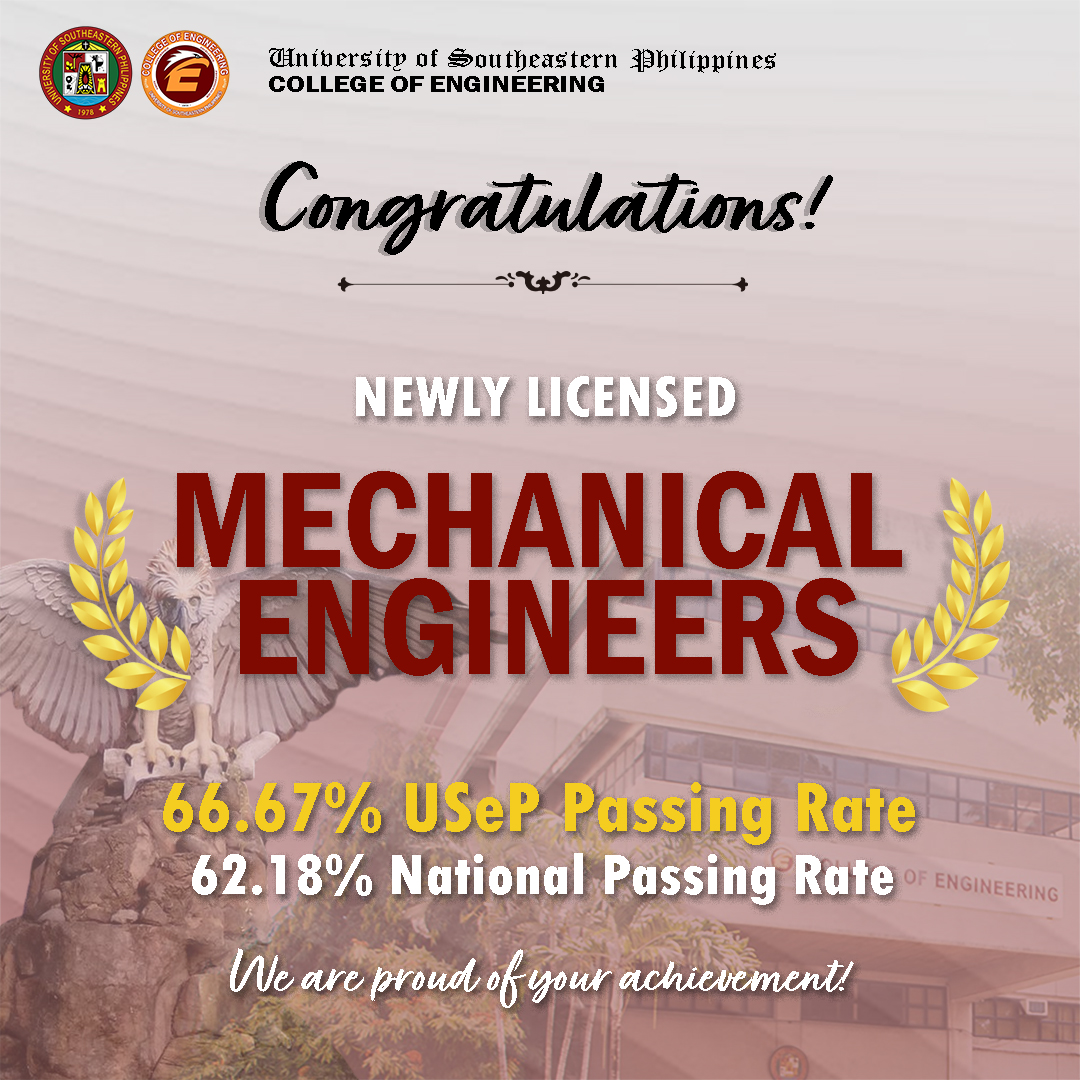 USeP garners 66.67% passing rate in February 2023 Mechanical Engineers Licensure Examination