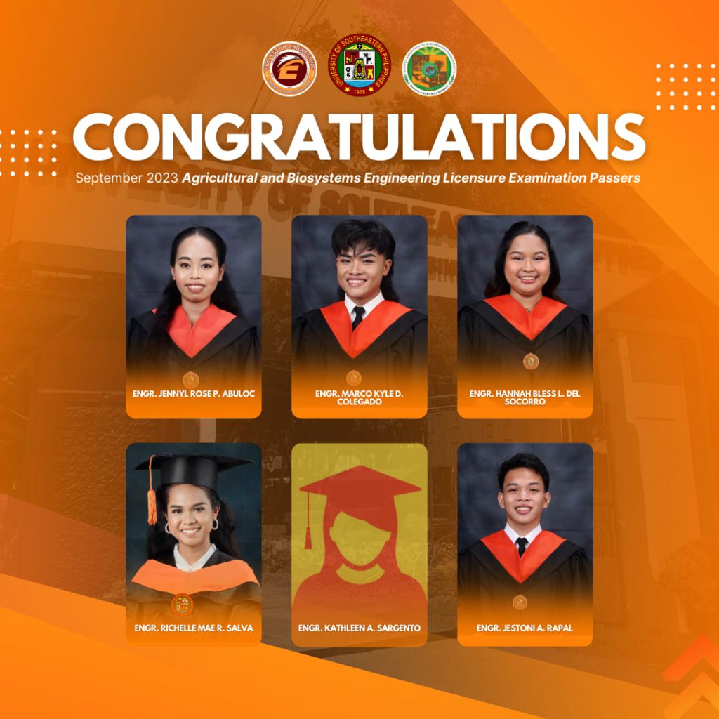 USeP Passers for the September 2023 Agricultural and Biosystems Engineers Licensure Examination