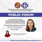 Task-Based Learning Engagements and Academic Outcome of Public Secondary Grade 9 TLE Drafting Students Public Forum