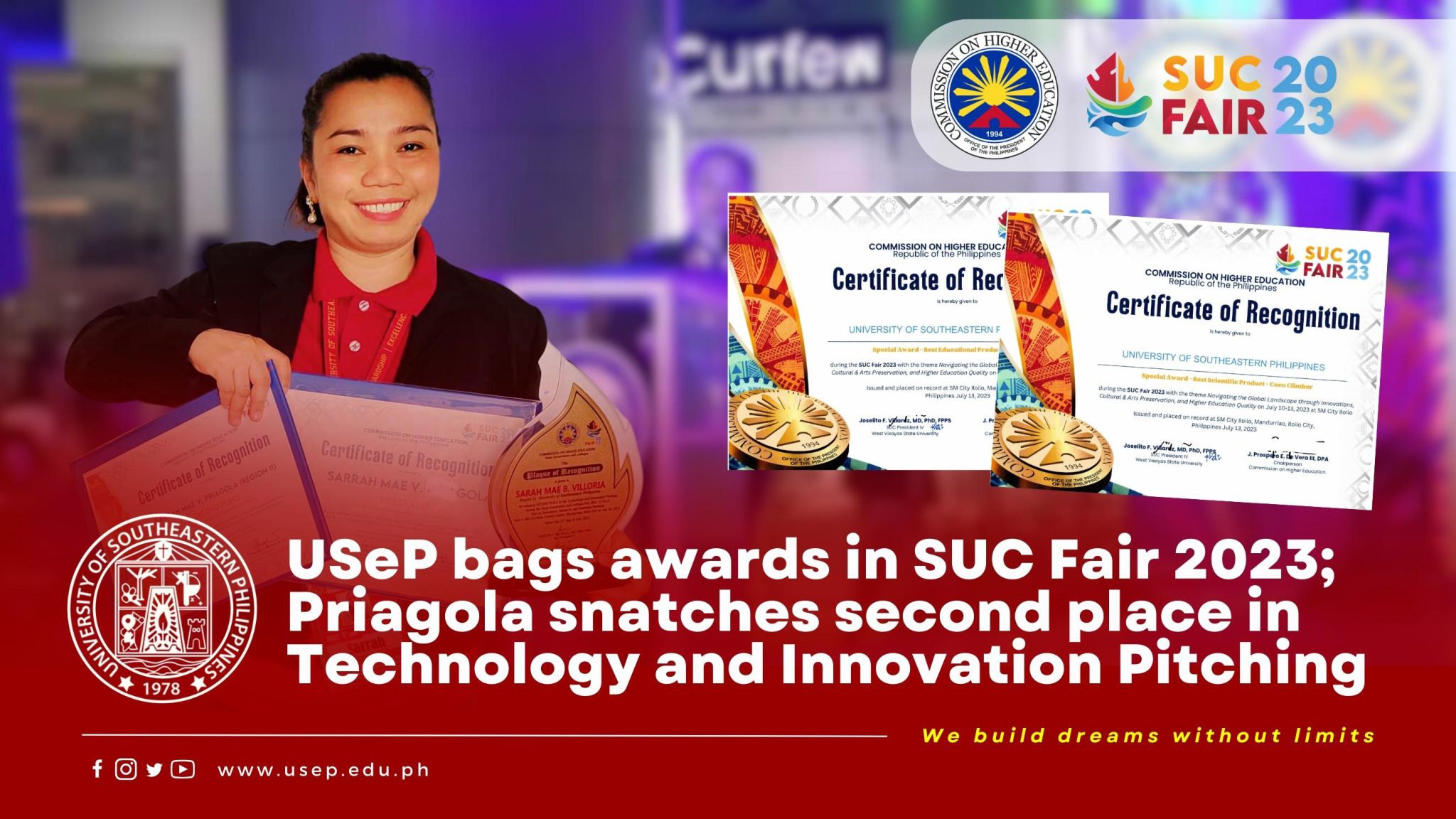 SUC Fair 2023: Sarrah Mae Priagola Snatches Second Place in Technology and Innovation Pitching