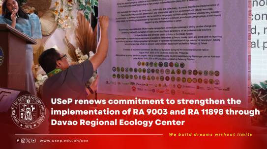 [President in Action] USeP renews commitment to strengthen the implementation of RA 9003 and RA 11898 through Davao Regional Ecology Center