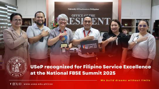 [President in Action] USeP recognized for Filipino Service Excellence at the National FBSE Summit 2025