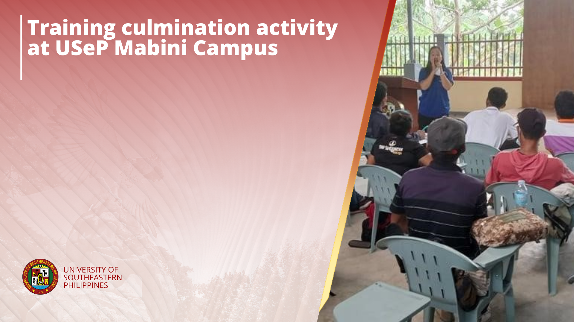 Training culmination activity at USeP Mabini Campus