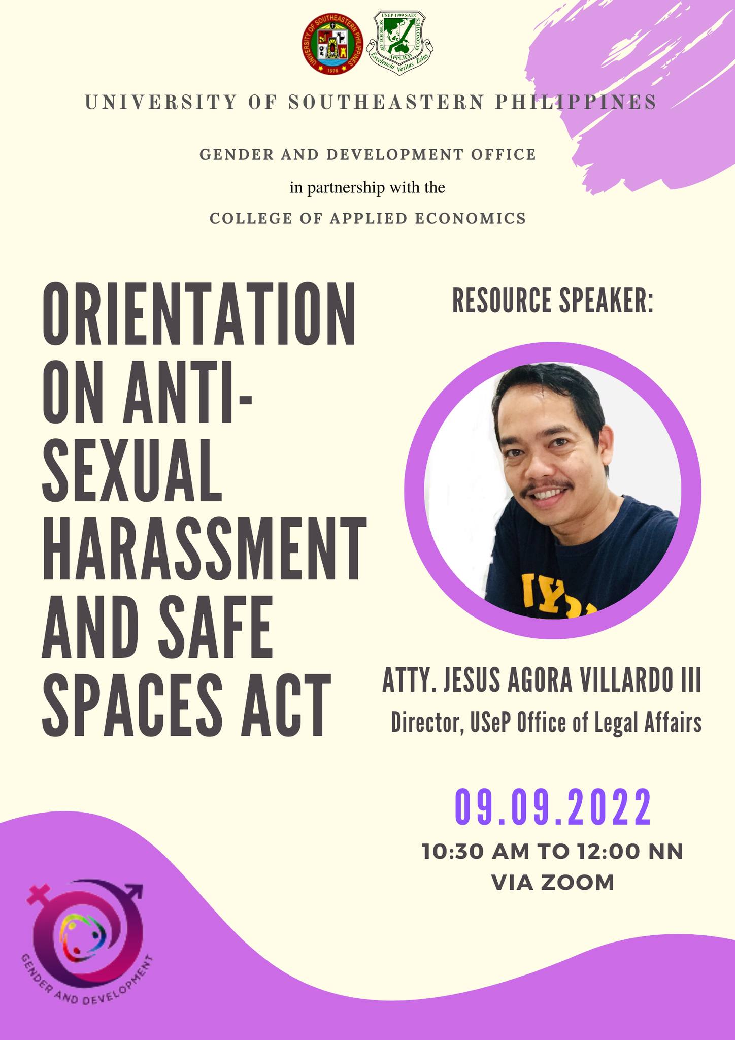 CAEc through GAD Office conducts Anti-Sexual Harassment with Safe Spaces Act Orientation
