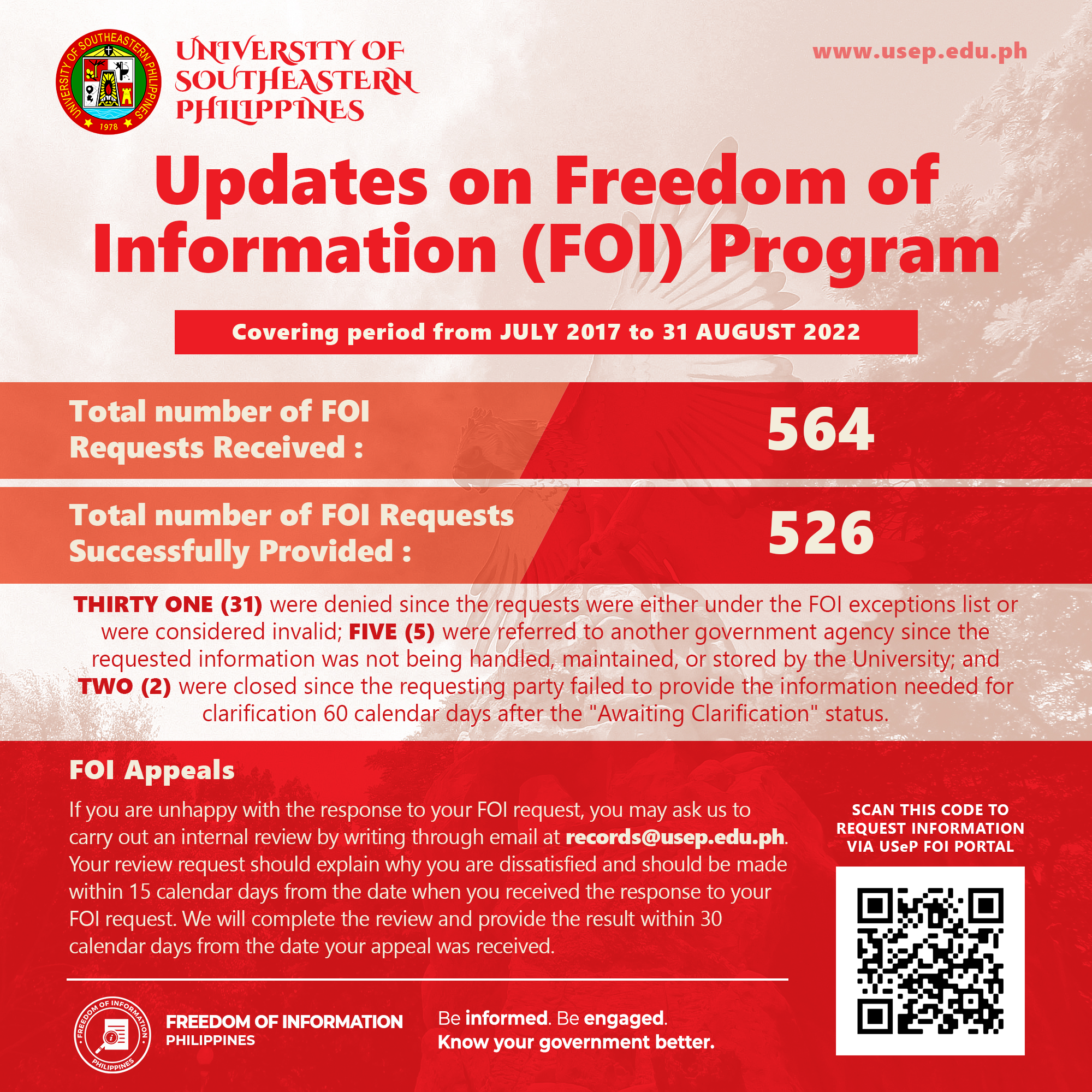 USeP Freedom of Information (FOI) Program Updates (August 2022)