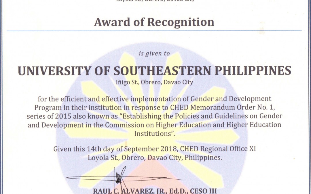 USeP receives award for GAD Program implementation