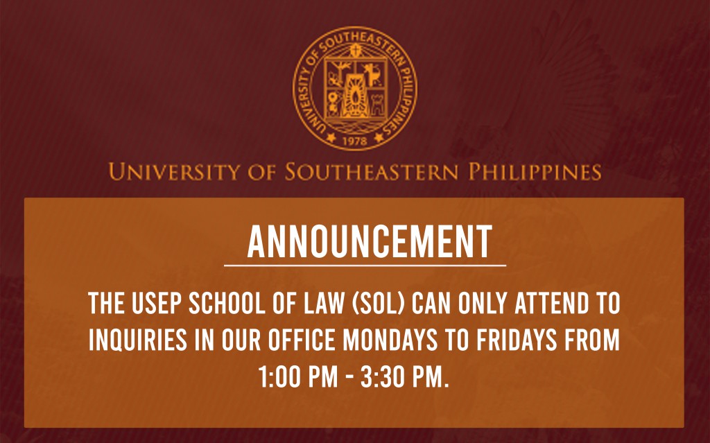 ANNOUNCEMENT FOR SCHOOL OF LAW