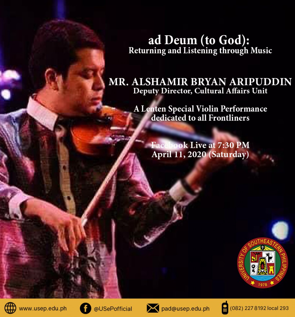 Facebook live violin performance of Mr. Alshamir Bryan Arippudin