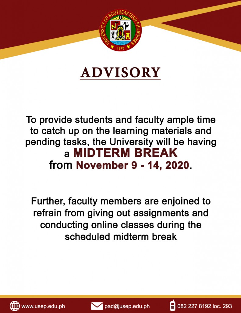 Advisory on the University Midterm Break