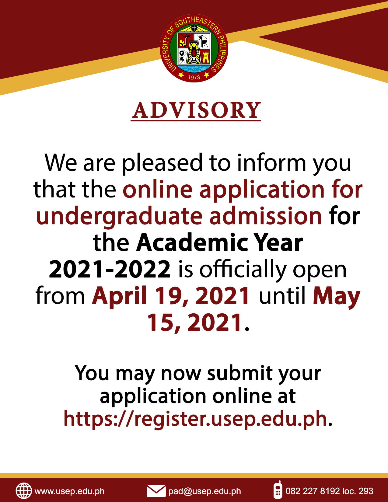 Advisory on the opening of online application for undergraduate admission for the A.Y. 2021 – 2022