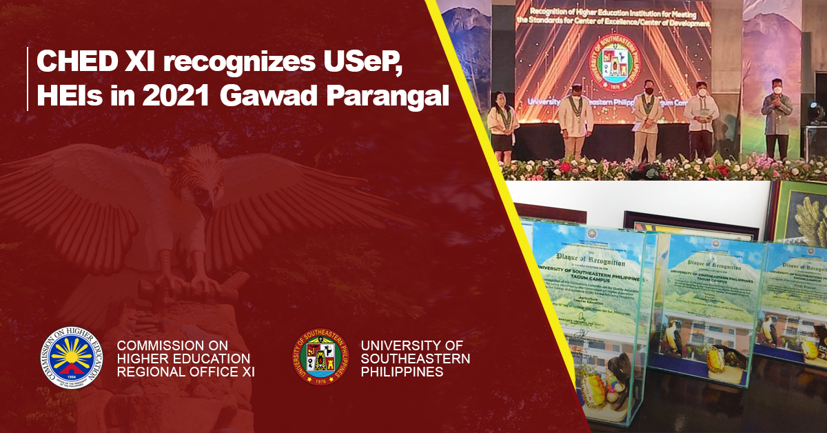 CHED XI recognizes USeP, HEIs in 2021 Gawad Parangal