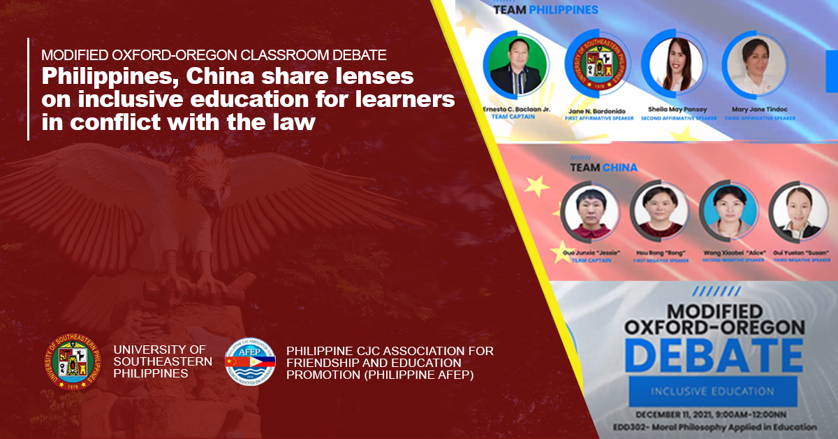 MODIFIED OXFORD-OREGON CLASSROOM DEBATE Philippines, China share lenses  on inclusive education for learners  in conflict with the law