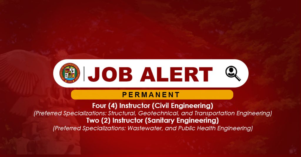 USeP Job Hiring! USeP is in need of Six (6) Faculty Members for the College of Engineering, Obrero Campus