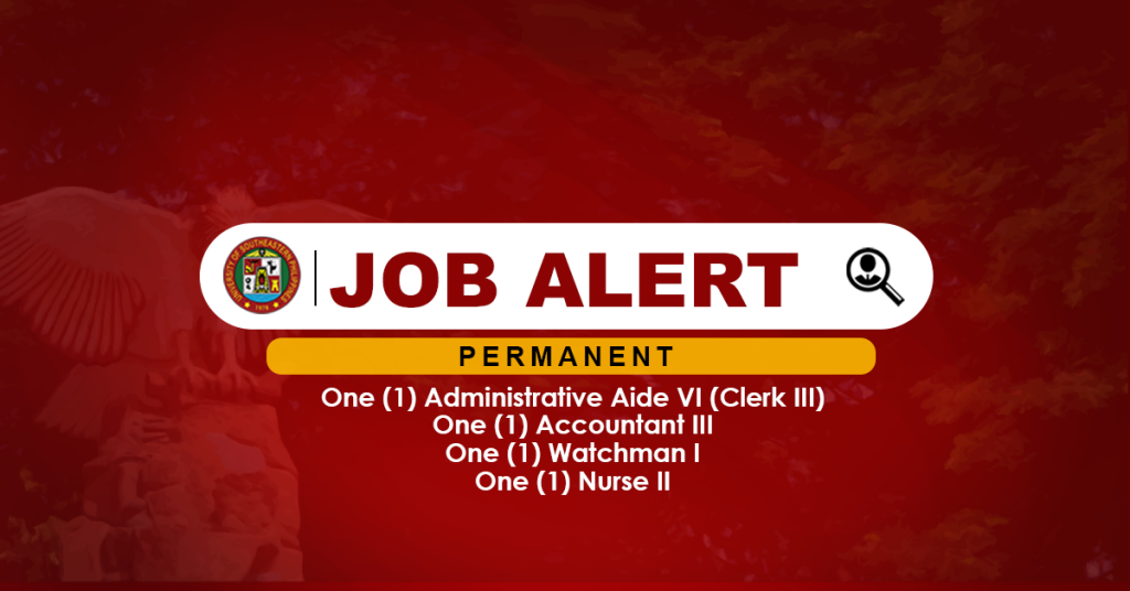 USeP Job Hiring! USeP is in need of four (4) Non-teaching personnel for Obrero Campus