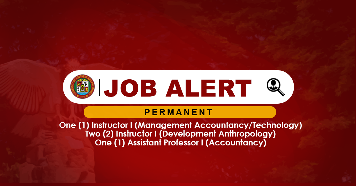 USeP Job Hiring! USeP is in need of four (4) teaching personnel for Mintal Campus