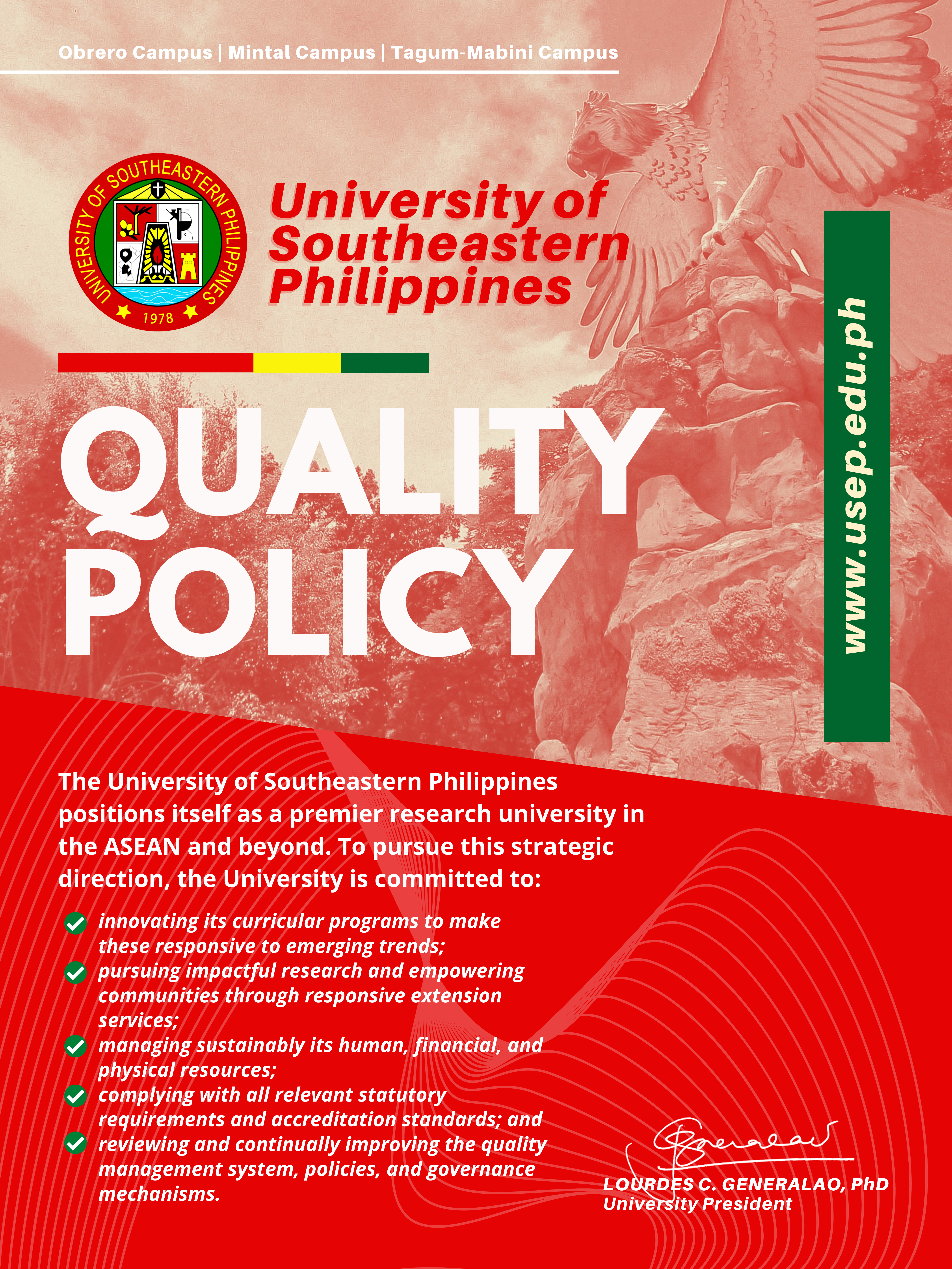 University of Southeastern Philippines Quality Policy