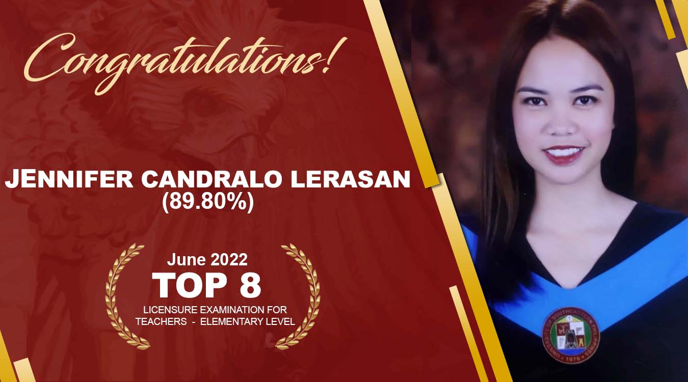 USeP CEd grad clinches 8th spot in June 2022 LET