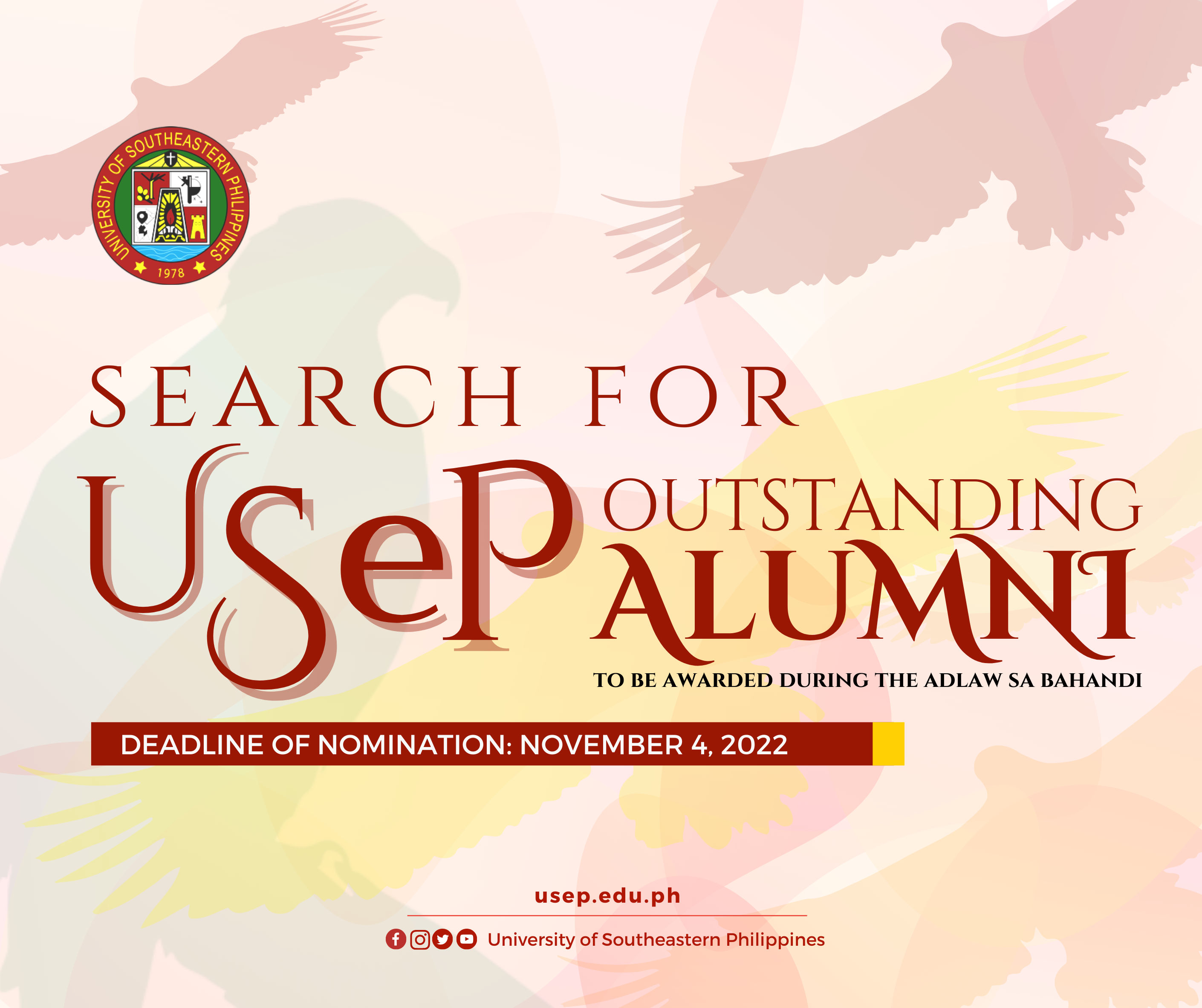 Nominations for the USeP OUTSTANDING ALUMNI 2022 now open!