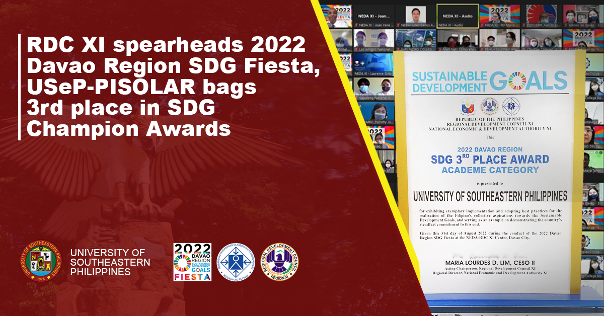 RDC XI spearheads 2022 Davao Region SDG Fiesta, USeP-PISOLAR bags 3rd place in SDG Champion Awards