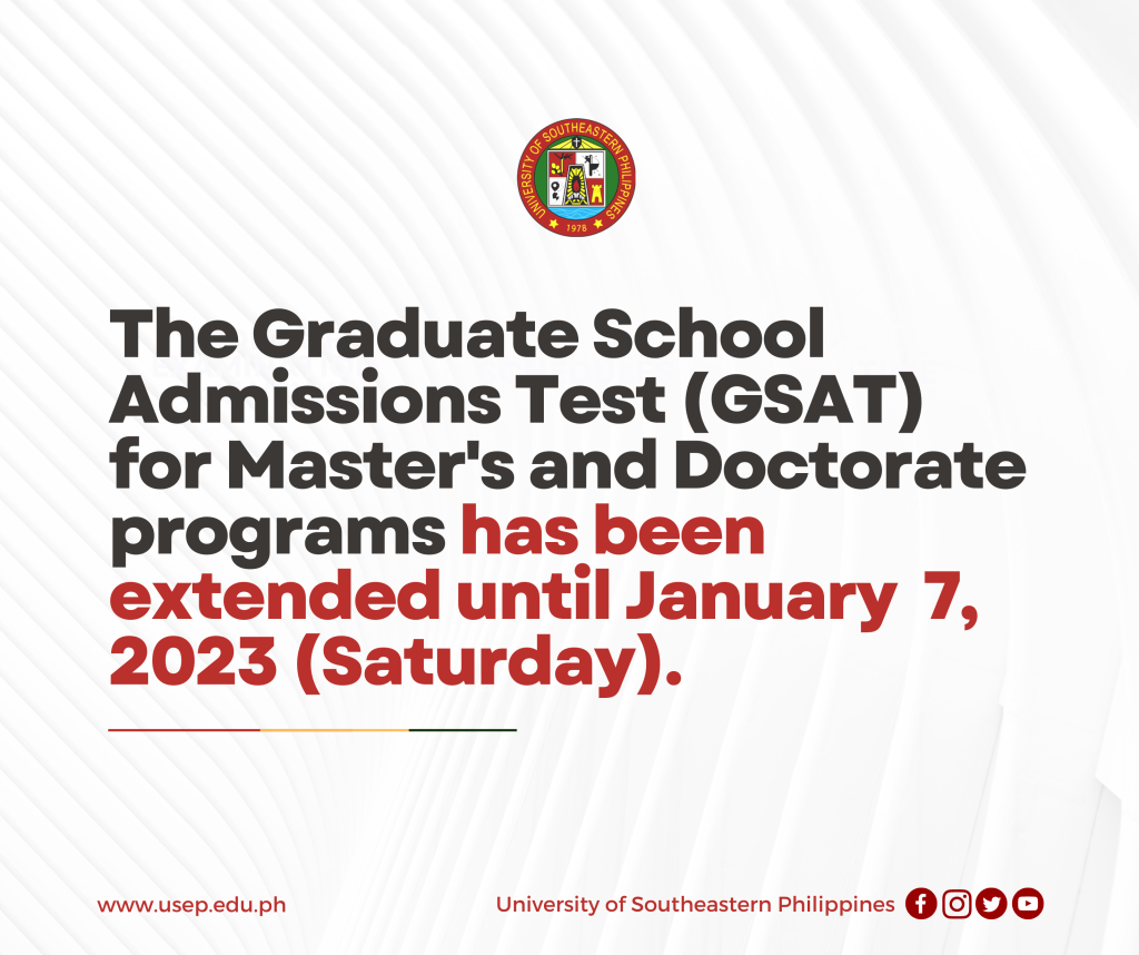 GSAT for Master’s and Doctorate programs extension