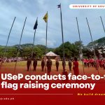 USeP conducts face-to-face flag raising ceremony