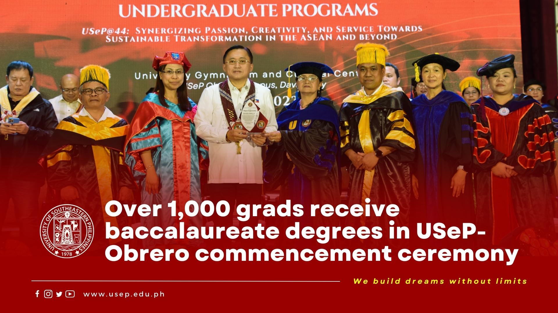 Over 1,000 grads receive baccalaureate degrees in USeP-Obrero commencement ceremony
