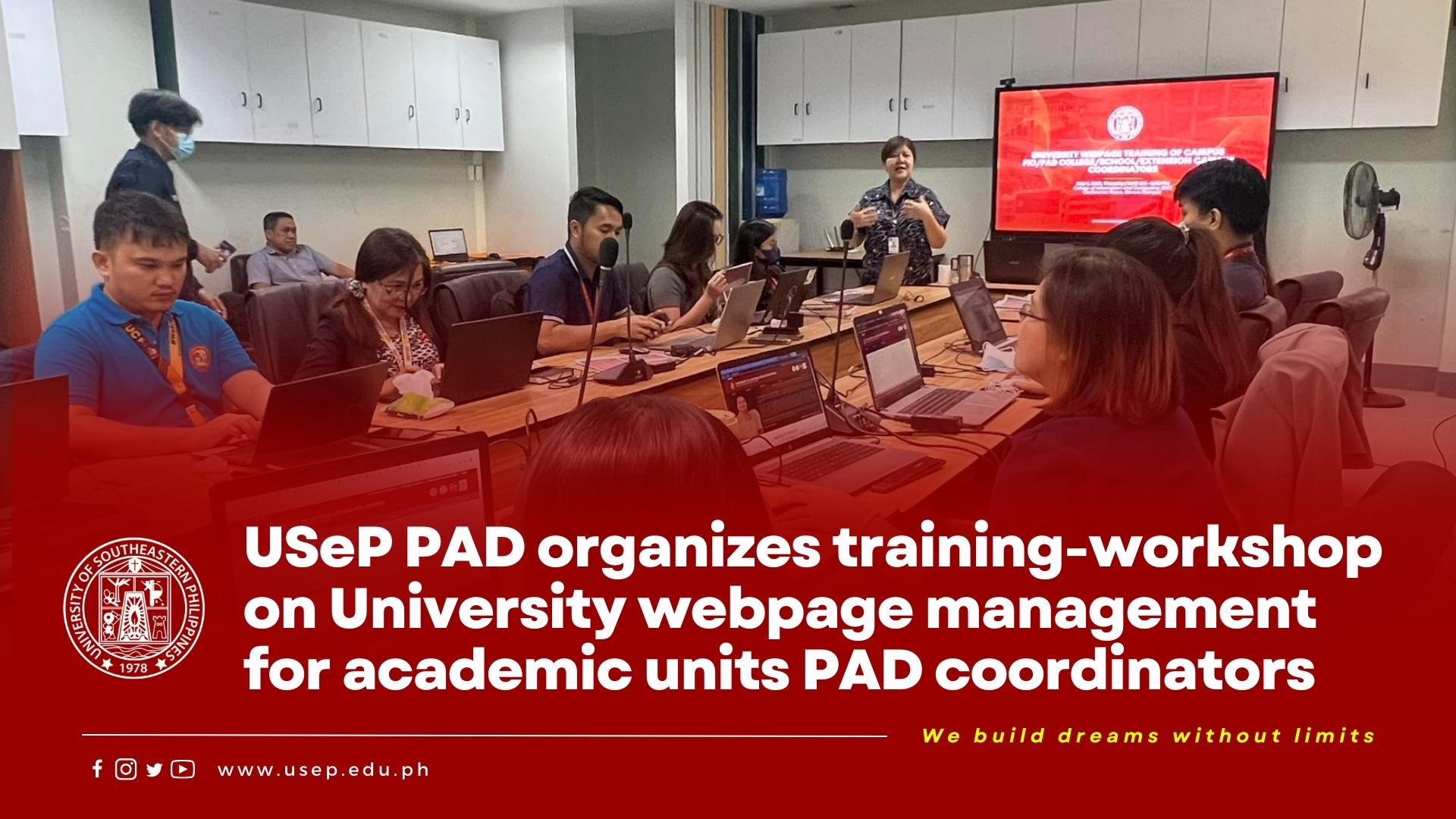 USeP PAD organizes training-workshop on University webpage management for academic units PAD coordinators