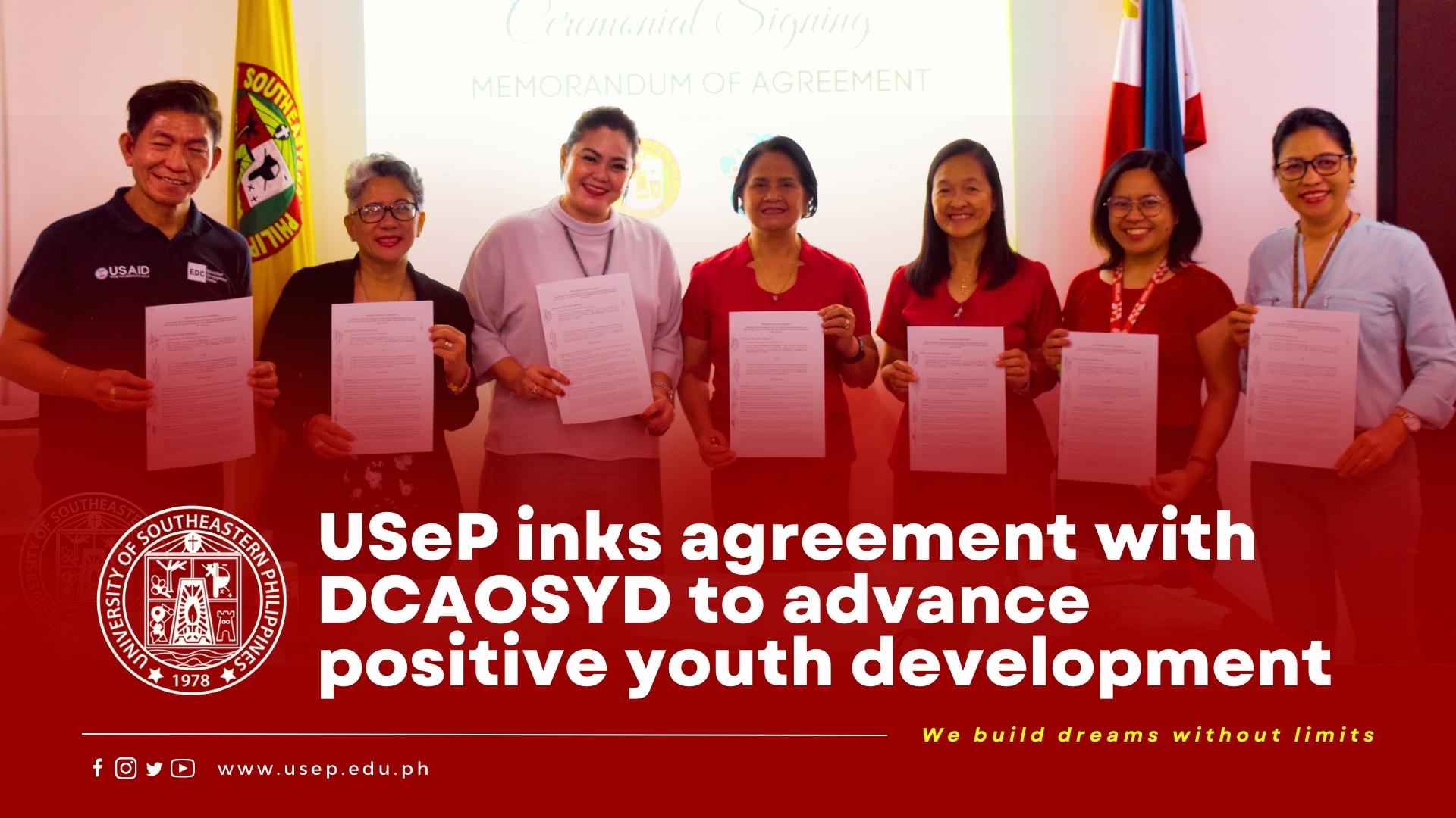 USeP inks agreement with DCAOSYD to advance positive youth development