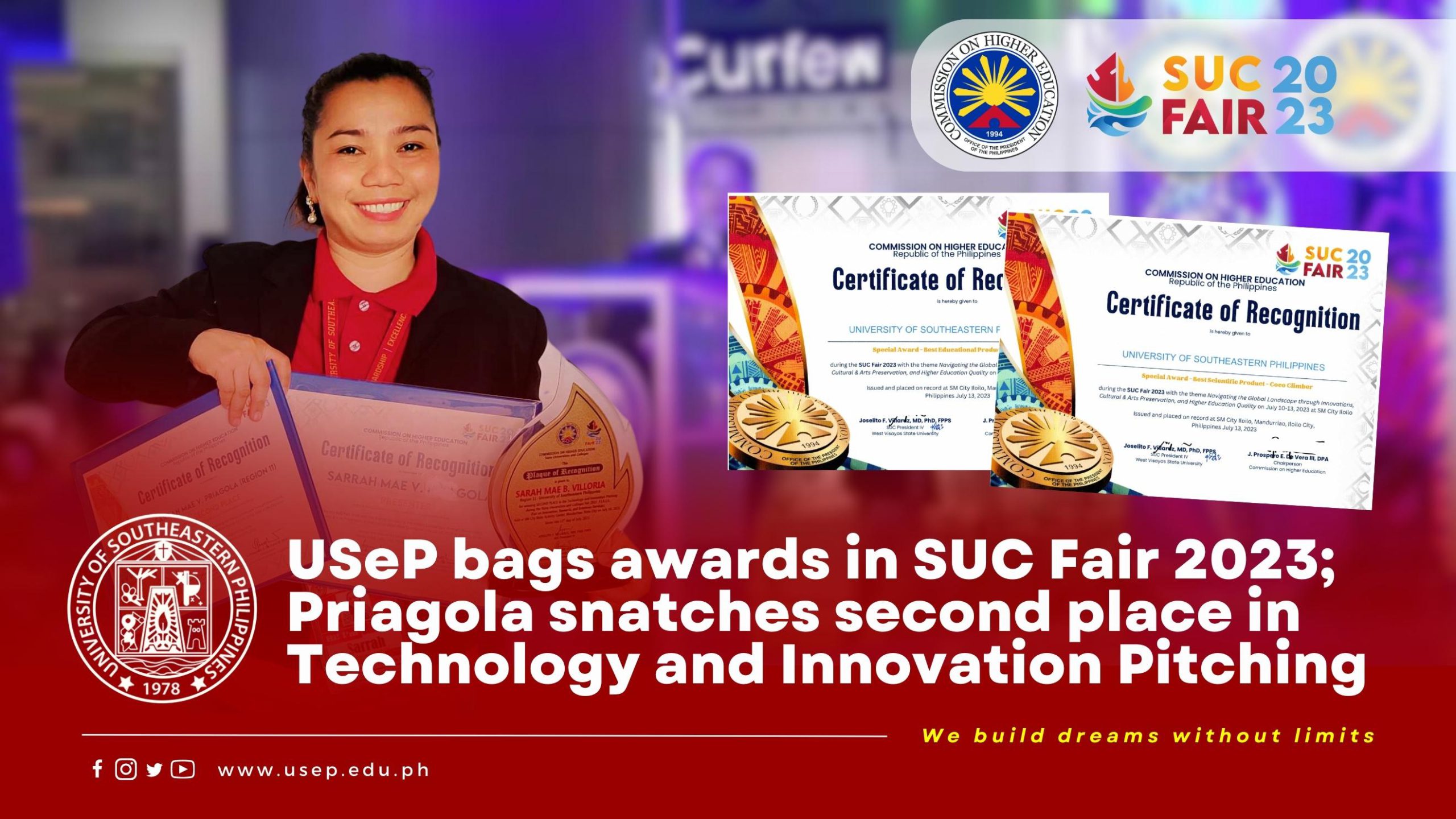 USeP bags awards in SUC Fair 2023; Priagola snatches second place in Technology and Innovation Pitching