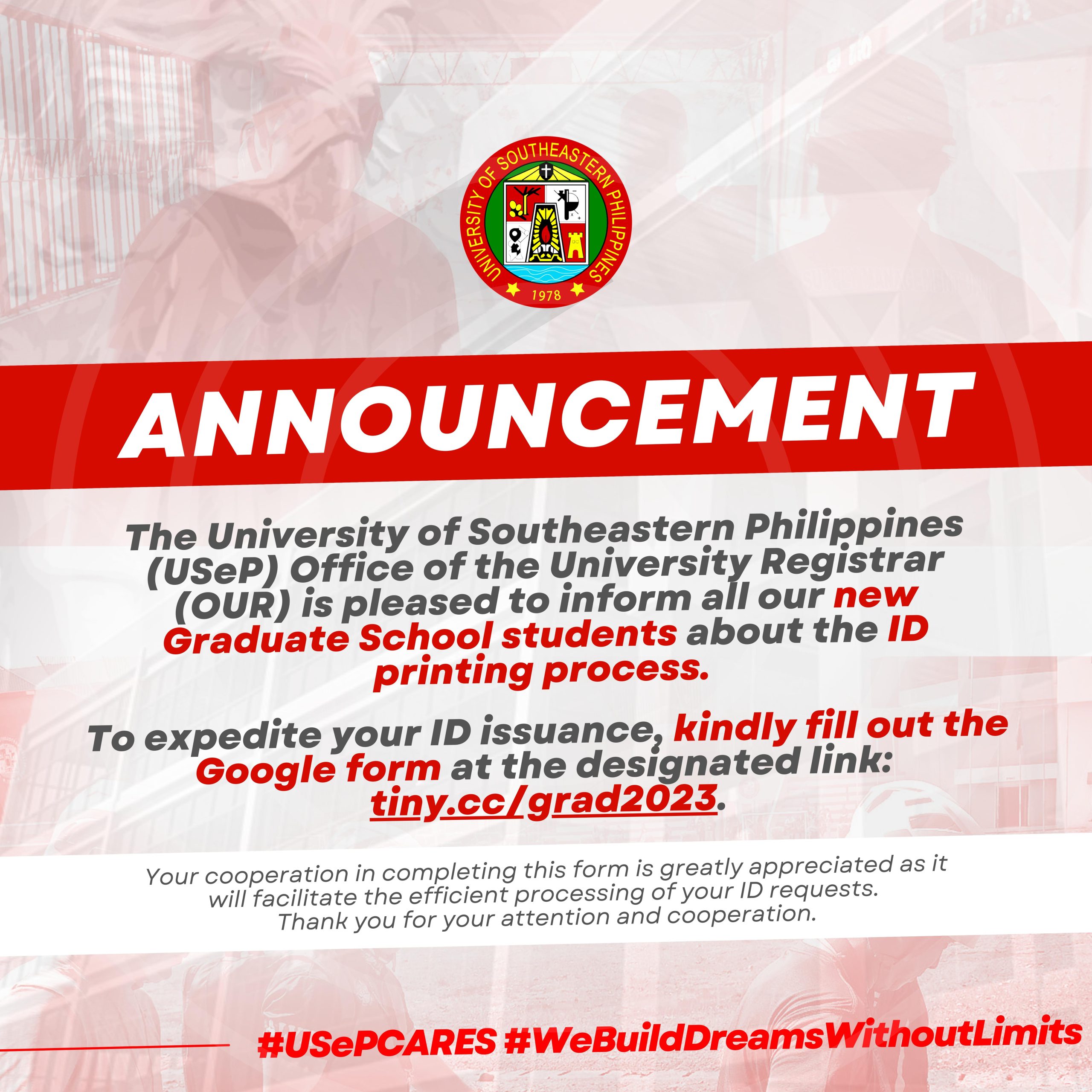 New Graduate School students ID printing process