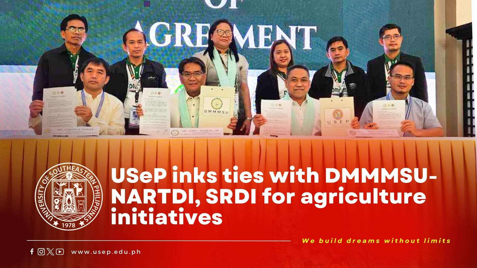 USeP inks ties with DMMMSU-NARTDI, SRDI for agriculture initiatives