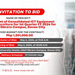 [INVITATION TO BID] Procurement of Consolidated ICT Equipment and Office Furniture for 1st Quarter FY 2024 for USeP-Obrero Campus, Davao City