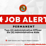 USeP Job Hiring! USeP is in need of eight (8) non-teaching personnel for the Obrero and Tagum-Mabini Campus