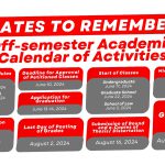 Off-Semester Academic Calendar of Activities