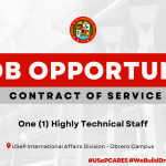 USeP Job Hiring! USeP is in need of one (1) non-teaching personnel for Obrero Campus