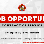 USeP Job Hiring! USeP is in need of one (1) non-teaching personnel for Tagum – Mabini Campus
