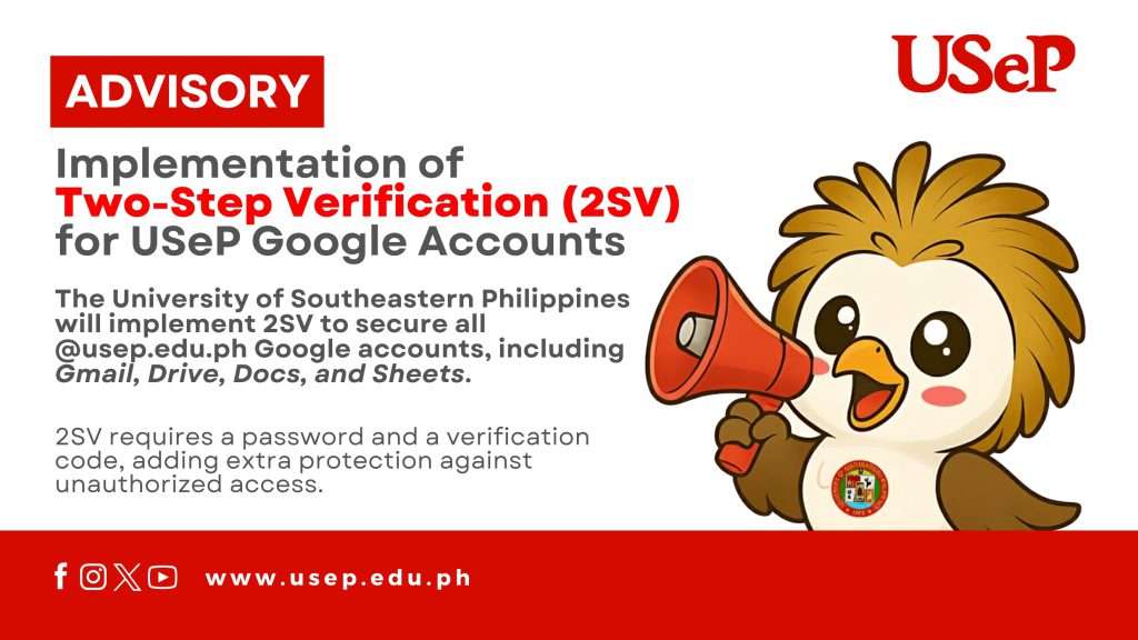ADVISORY| Implementation of  Two-Step Verification (2SV)  for USeP Google Accounts