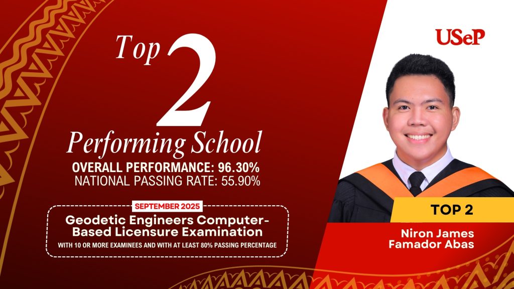 Proudly USeP: 96.30% Passing Rate + Top 2 Geodetic Engineer!